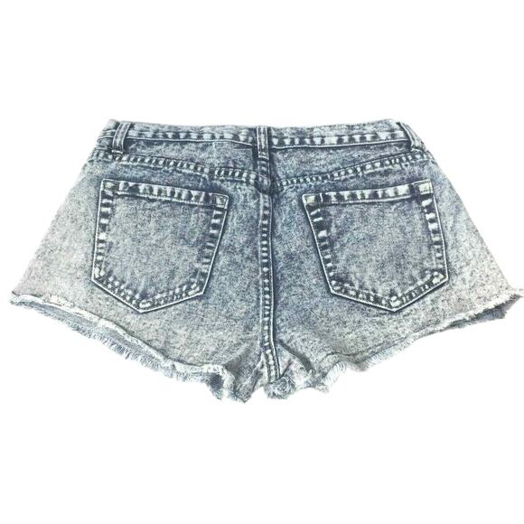 Womens‎  Jean Shorts  Size 29 Booty Destroyed Denim Raw Hem Shorttails Acid Wash - Picture 2 of 6